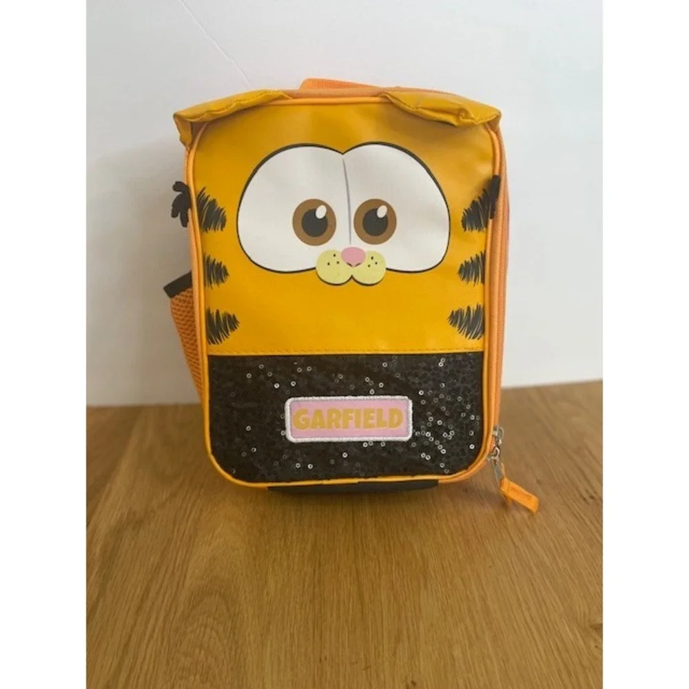 The Garfield Movie Lunch Bag Kids Orange Good Sequin Insulated Mesh Pocket
